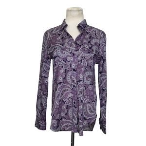 Ralph Lauren purple paisley print long sleeves button shirt size Small